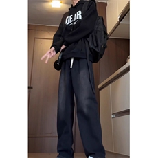 美式高街宽松复古水洗做旧渐变休闲抽绳系带牛仔裤K70196-P39网图，男装牛仔裤，电商B245