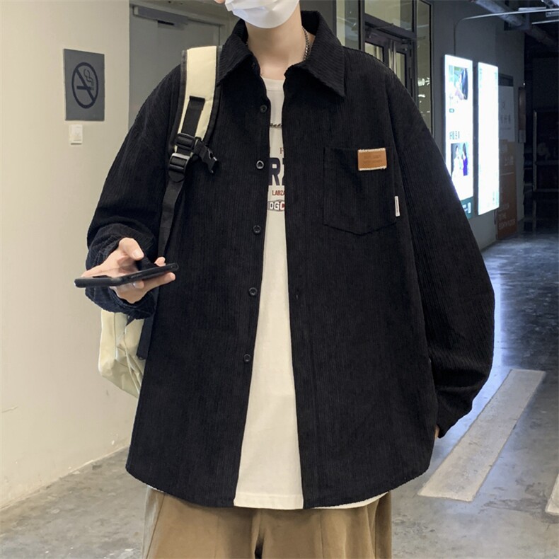 长袖灯芯绒衬衫男秋季宽松美式复古ins潮流衬衣外套CS01144-P50,男装衬衫,星座308B-2