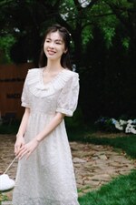 热销轻奢连衣裙底布刺绣面料自带高级感领条装饰定，女装连衣裙，忆思妤