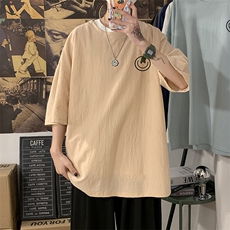 YT26224-P30亚短袖t恤男大码五分袖男宽松七分袖海报风，男装T恤，电商A040