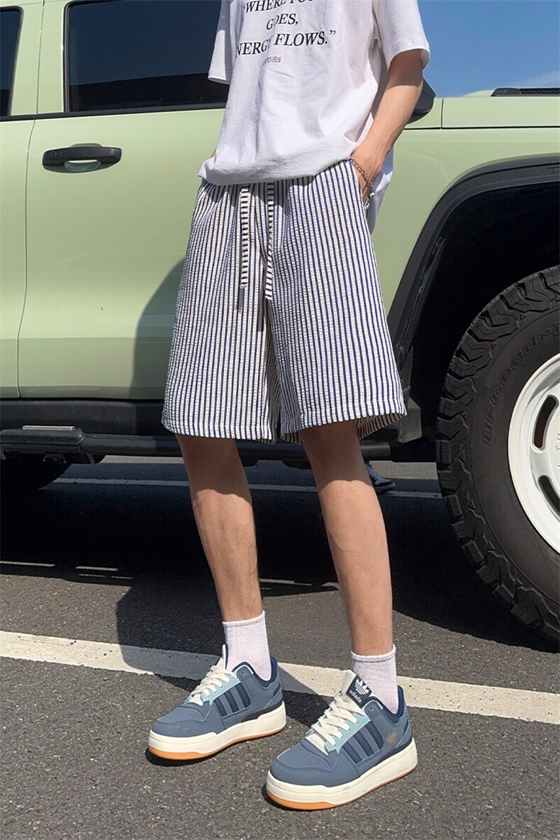 B221美式ins高街暗黑条纹短裤五分裤LK25471-特P18控38,男装牛仔裤,电商B221