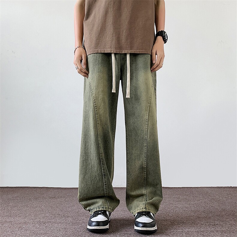 美式高街复古牛仔裤水洗做旧除草了宽松直筒休闲裤子,男装休闲裤,星座410-6（原星座1304-1）