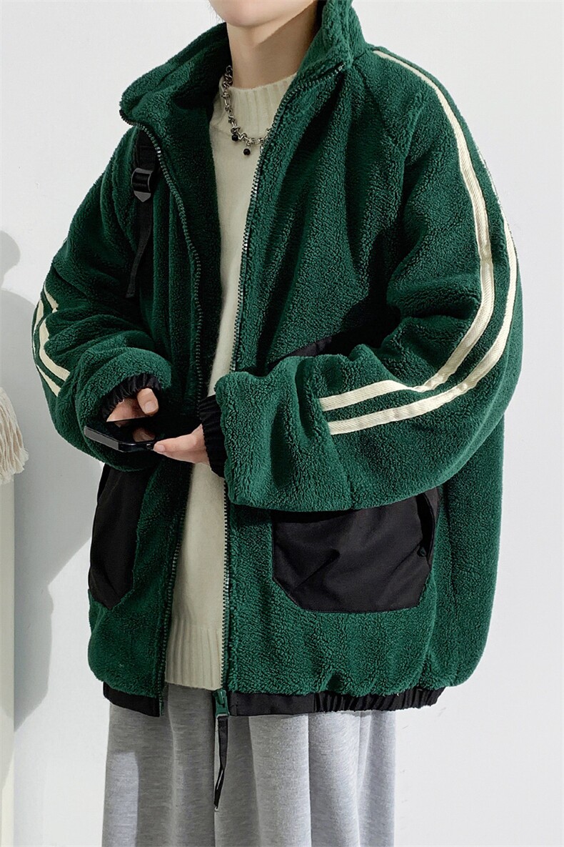 2023冬款加绒加厚纯色棉衣羊羔绒立领外套男女8339-P125控价178,男装棉衣,电商A441-1