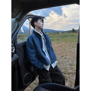 水洗牛仔外套藏蓝色宽松休闲夹克外套 JK4009 特P62图片