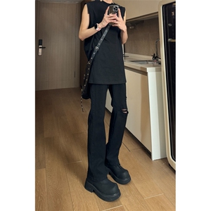 现货主推破洞弹力渐变大码直筒微喇毛边牛仔裤K860-K861-K866-P50图片