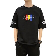 新款夏季印花短袖T恤男装潮流宽松半袖ins潮流体恤单衣DT14P30，男装T恤，电商A086