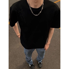 【有货】JT03LL-特P35美式复古闪电纹刺绣短袖T恤男款情侣半袖，男装T恤，星座1007（原301D）