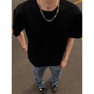 【有货】JT03LL-特P35 美式复古闪电纹刺绣短袖T恤男款情侣半袖图片