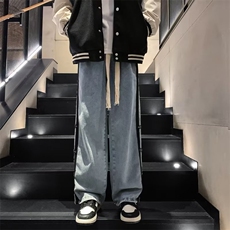 牛仔裤男韩版潮流拼色字母2024春秋季新款ins宽松休闲裤K2869-P46，男装牛仔裤，星座412