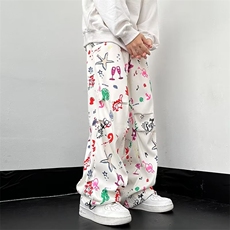 美式涂鸦花里胡哨工装裤男秋季高腰休闲裤SE69P38，男装休闲裤，星座1116-2