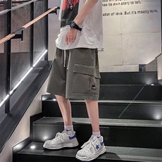 港风日系工装口袋短裤男夏季直筒宽松五分裤1001-1-DK10-P32，男装牛仔裤，星座1001-1