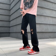 2022嘻哈潮牌直筒宽松阔腿裤美式高街vibe破洞牛仔裤男 K3217-P38图片