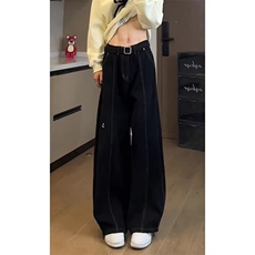 W11098-P45网图现货美式复古cleanfit弯刀牛仔裤高街直筒阔腿裤，男装牛仔裤，星座1608