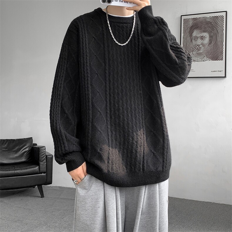 8XL-M圆领毛衣男秋冬季宽松慵懒套头麻花针织衫毛线衣MY19005P68,男装针织衫/毛衣,电商B312