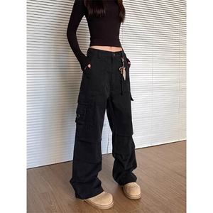 新款美式复古多口袋工装裤男女欧美宽松直筒百搭休闲长裤子图片