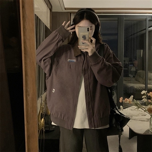 A415-P98 美式古着工装夹克男女春秋情侣复古翻领外套图片