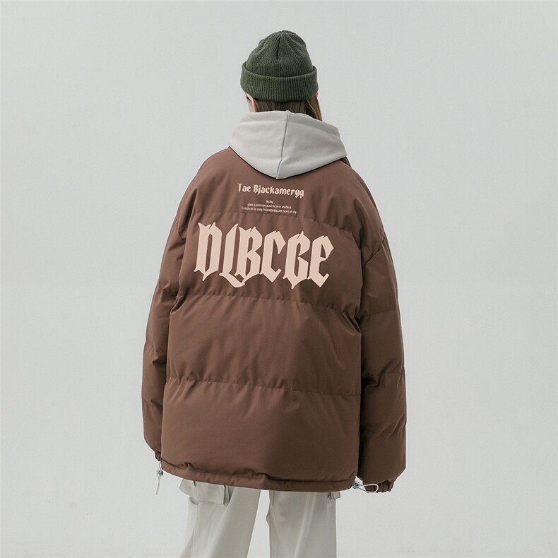 中性风23新款冬季时尚百搭字母印花立领棉服外套MY62061P85控118,男装棉衣,电商A268