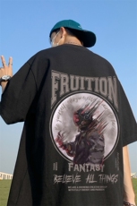 港风23新款夏季时尚百搭印花圆领复古宽松短袖T恤T6098P25控38，男装T恤，电商A268A