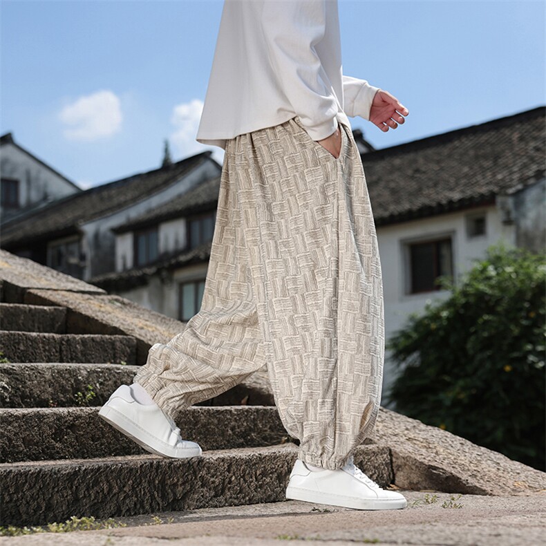 2025秋冬风灯芯绒复古灯笼裤宽松束脚超大码M-9XL2538-P65,男装休闲裤,电商A057B