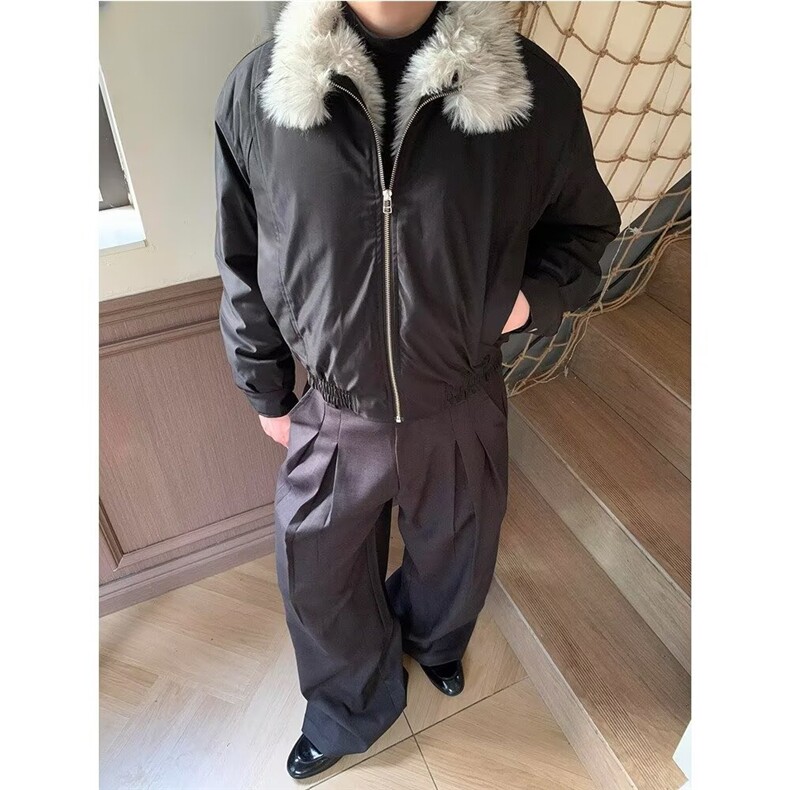 羊羔绒毛棉袄男士冬季2025新款加厚加绒连帽棉衣冬装情侣棉服外套,男装棉衣,四季星座505