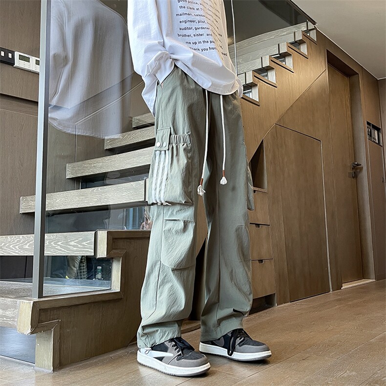 美式休闲防水工装长裤男生宽松抽绳直筒运动裤G2031P45,男装工装外套,星座914-1