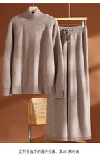 2025年秋季休闲风两件套亮片高领插肩，女装套装/套裙，玛莎羊绒