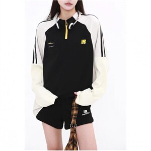 档口现货。T恤男女长袖宽松百搭拼色卫衣ST739-P43，男装T恤，星座412-1