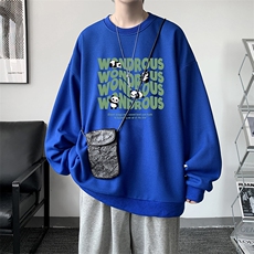 5XL华夫格卫衣男大码胖子圆领长袖t恤HW76376-P30加绒款-P40，男装卫衣，电商A040