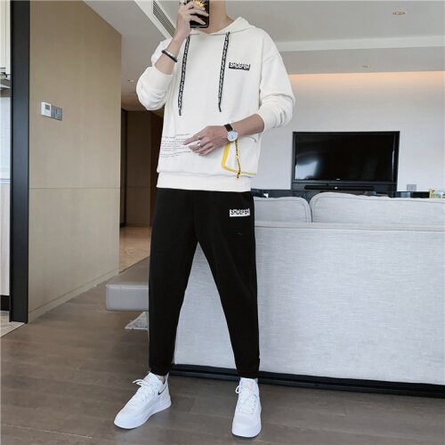 秋季新款潮流休闲两件套青少年长袖连帽运动卫衣套装男TZ778P65,男装休闲套装,电商A086