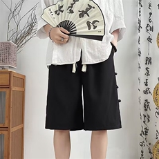 新中式盘扣休闲短裤男女夏季薄款D1083P30，男装牛仔裤，星座1116-2