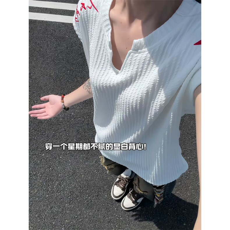 XZ809A/SSS03/特P24/控48美式V领坎肩万针绣花背心T恤,男装背心/马甲,星座809A(原222-1)