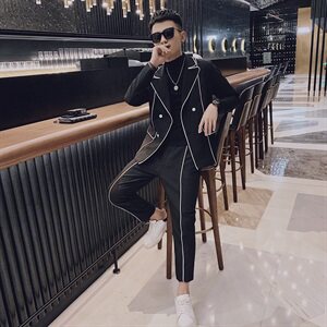 社会风小伙商务休闲修身韩版西装西裤西服两件套装D803-P165控205图片