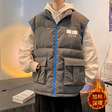 男棉衣拼接设计感冬季潮流工装口袋保暖棉服Z21AW112-P165限198，男装棉衣，电商A089-1