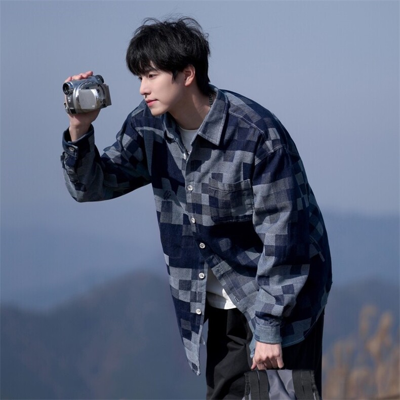 25年春季长袖衬衫男牛仔洗水衬衣宽松现货DS-C323-1-G661-特批55，男装衬衫，电商C323-1