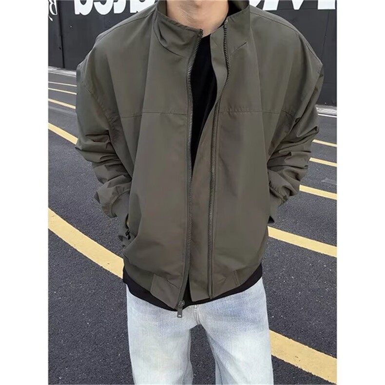 美式复古立领夹克男生秋季宽松小众长袖外套cleanfit高级感教练服,男装夹克,星座506A