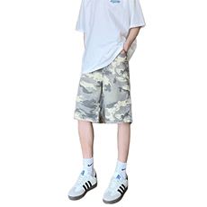 现货得物夏季迷彩工装宽松阔腿直筒五分短裤男K5916-特P35控59，男装牛仔裤，星座205