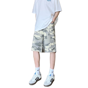 现货 得物夏季迷彩工装宽松阔腿直筒五分短裤男 K5916-特P35 控59图片