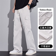 裤子男春夏天冰丝美式潮牌宽松直筒户外运动休闲工装裤Z2521-P40，男装工装外套，星座509