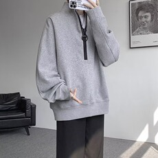 KT54-P51春秋新款肌理立领半拉链卫衣男高档潮流宽松百搭重磅，男装卫衣，电商B323A