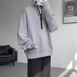 KT54-P51 春秋新款肌理立领半拉链卫衣男高档潮流宽松百搭重磅图片