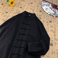 现货主推风春秋新款棉麻复古盘口长袖衬衫中式唐装CS03-P55，男装衬衫，星座217-5