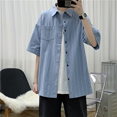 夏季ins潮牌5分短袖工装衬衫男士韩版潮流宽松休闲衬衣W717-P30，男装T恤，星座512-2