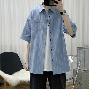 夏季ins潮牌5分短袖工装衬衫男士韩版潮流宽松休闲衬衣 W717-P30图片