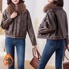 卡其色加真毛领