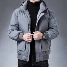 21冬季新款时尚羽绒服休闲宽松翻领外套男士90%白鸭绒ZG3318-P215，男装羽绒服，电商B212（原钱塘6029）