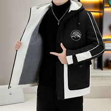 男士连帽派克服冬季加绒加厚夹克新款拼接色外套，男装夹克，星座1206（原A206）