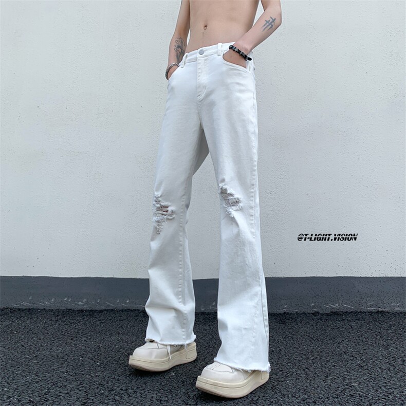 B221美式ins高街暗黑小众微喇破洞弹力牛仔裤LK23089-P65控88,男装牛仔裤,电商B221