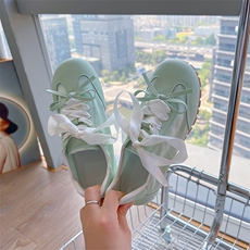 真皮德训鞋2024夏季新款平底运动蝴蝶结芭蕾女鞋休闲百搭小白鞋女，女鞋休闲鞋，电商A223