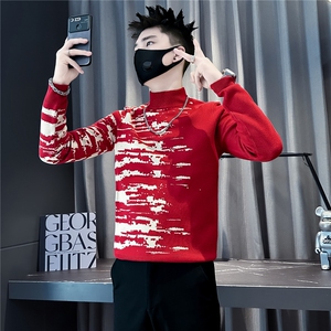 潮流不规则撞色毛衣男社会小伙店主风301C-M110-P78控108图片