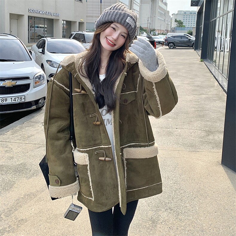 【新款】粉色皮毛一体羊羔毛外套883-P190-K289,女装棉衣/棉服,2C305